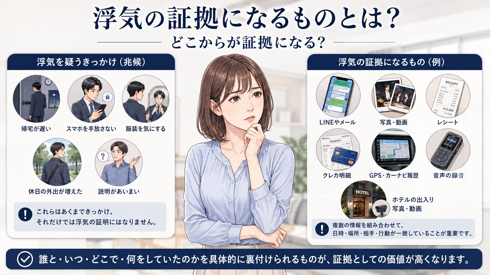浮気の証拠になるものとは?どこからが証拠になる?
